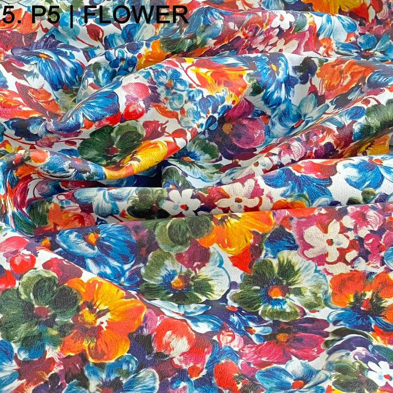 flower printed lambskins flower blue